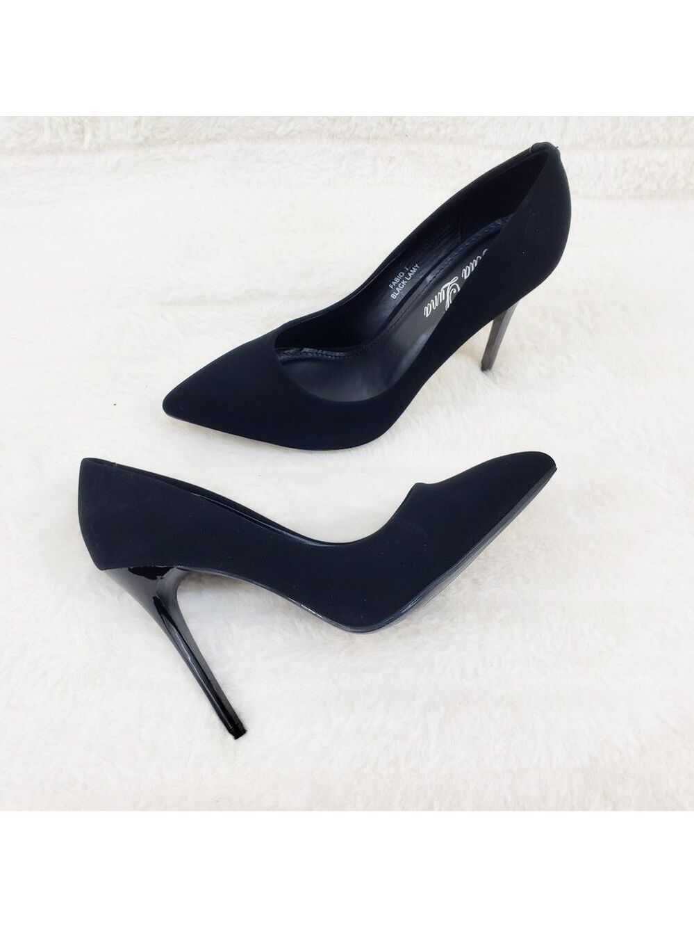 Black Micro Suede Pointy Toe High Heel Shoes Sexy Pumps